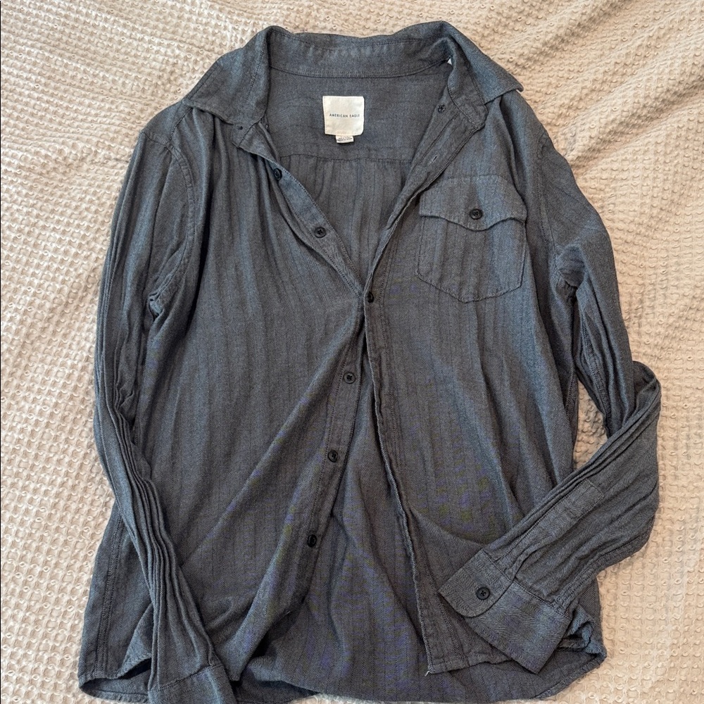 American Eagle, Size M, Men's Slate Gray Button-Up Shirt